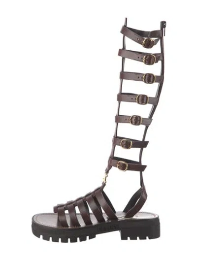 Pre-owned Celine Leather Gladiator Sandals In Brown
