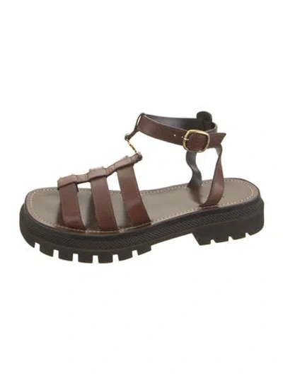 Pre-owned Celine Leather Gladiator Sandals In Brown