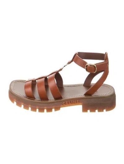 Pre-owned Celine Leather Gladiator Sandals In Brown