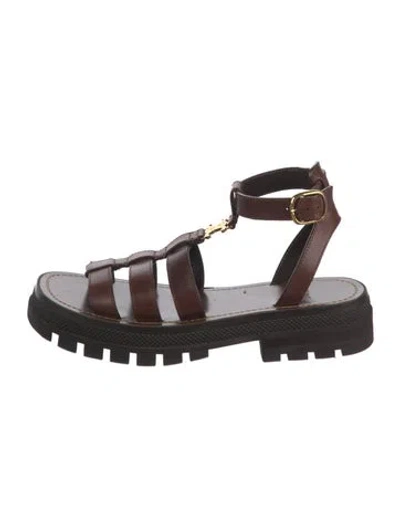 Pre-owned Celine Leather Gladiator Sandals In Brown
