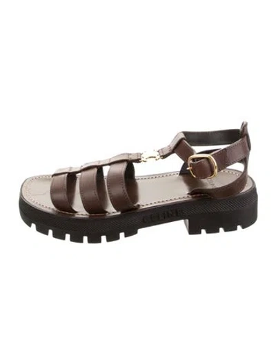 Pre-owned Celine Leather Gladiator Sandals In Brown