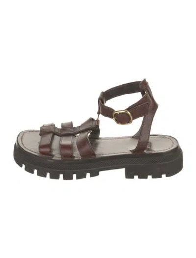Pre-owned Celine Leather Gladiator Sandals In Brown