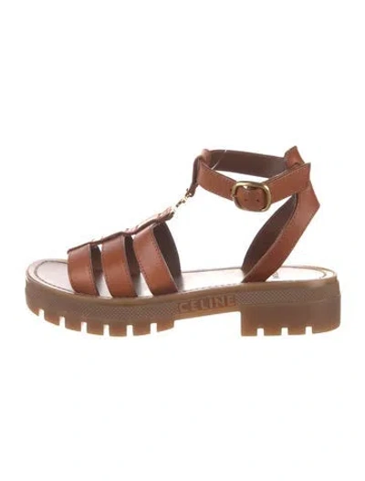 Pre-owned Celine Leather Gladiator Sandals In Brown