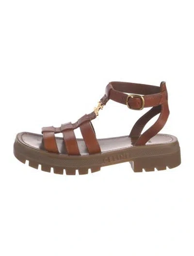 Pre-owned Celine Leather Gladiator Sandals In Brown