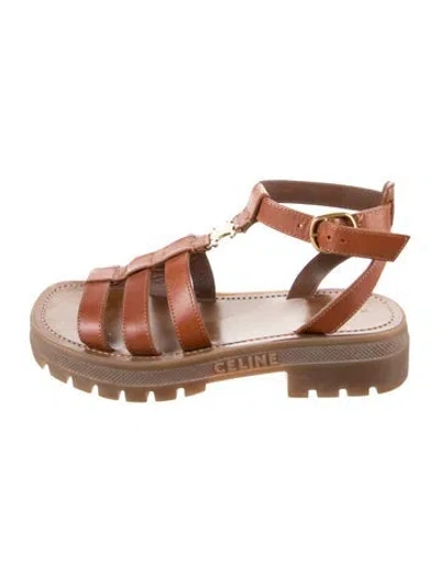 Pre-owned Celine Leather Gladiator Sandals In Brown