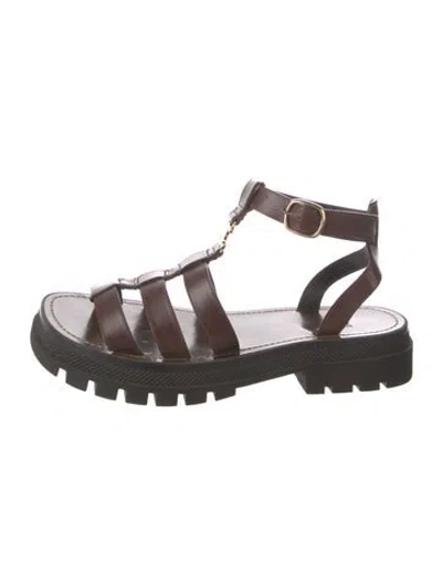 Pre-owned Celine Leather Gladiator Sandals In Brown