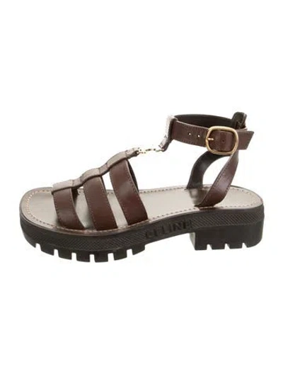 Pre-owned Celine Leather Gladiator Sandals In Brown