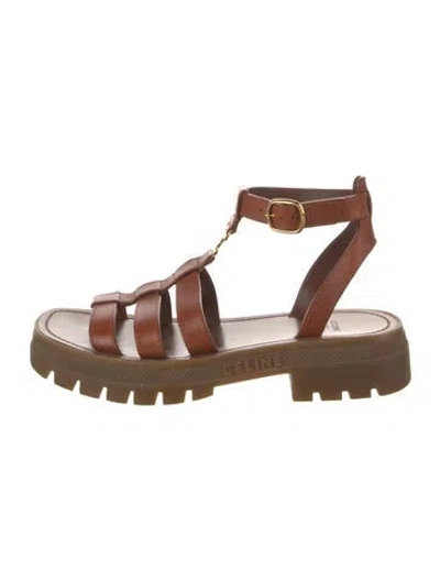 Pre-owned Celine Leather Gladiator Sandals In Brown