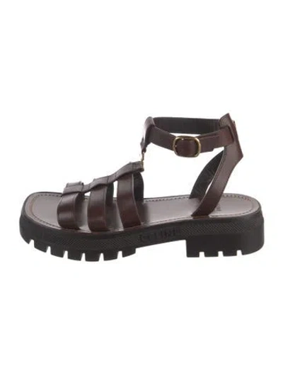 Pre-owned Celine Leather Gladiator Sandals In Brown