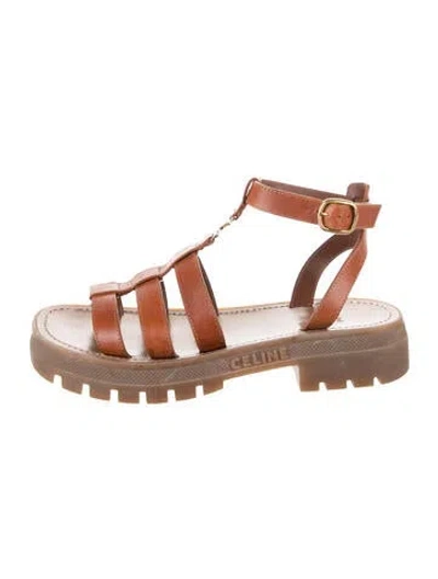 Pre-owned Celine Leather Gladiator Sandals In Brown/gold