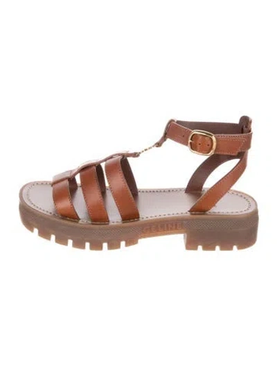 Pre-owned Celine Leather Gladiator Sandals In Brown/gold