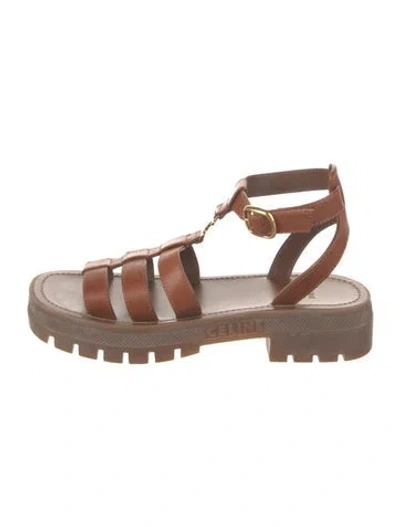 Pre-owned Celine Leather Gladiator Sandals In Brown/gold