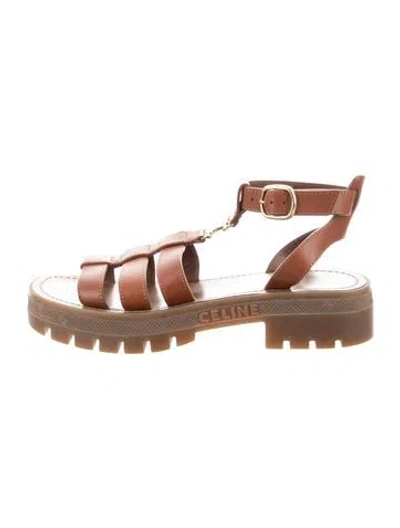 Pre-owned Celine Leather Gladiator Sandals In Brown/gold