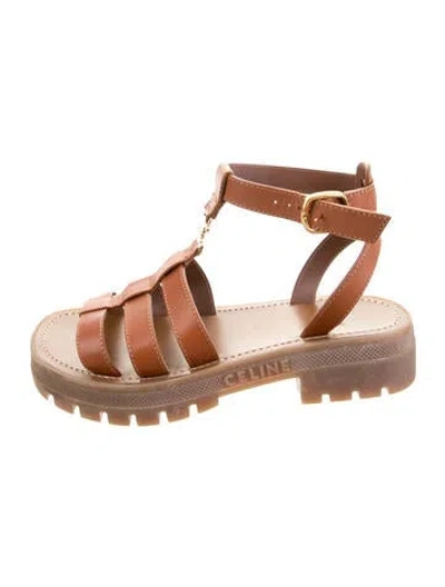 Pre-owned Celine Leather Gladiator Sandals In Brown/gold
