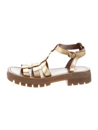 Pre-owned Celine Leather Gladiator Sandals In Brown/gold