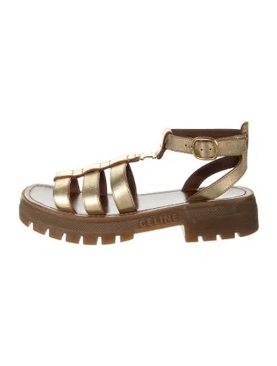 Pre-owned Celine Leather Gladiator Sandals In Gold/metallic