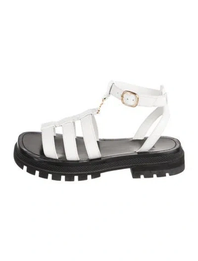 Pre-owned Celine Leather Gladiator Sandals In White