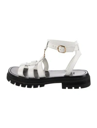 Pre-owned Celine Leather Gladiator Sandals In White