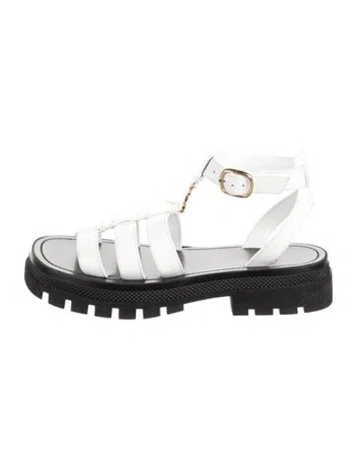 Pre-owned Celine Leather Gladiator Sandals In White