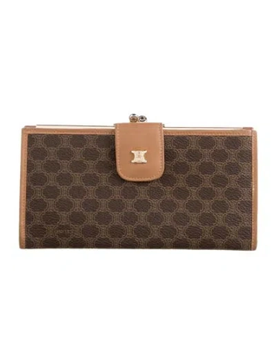 Pre-owned Celine Leather Graphic Print Continental Wallet In Brown