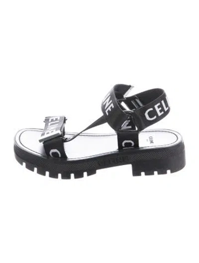 Pre-owned Celine Leather Graphic Print Gladiator Sandals In Black