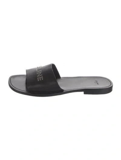 Pre-owned Celine Leather Graphic Print Slides In Black