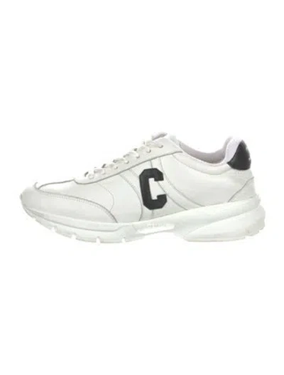 Pre-owned Celine Leather Graphic Print Sneakers In White