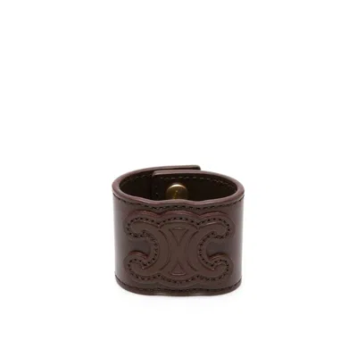 Celine Leather Hair Cuff In Brown