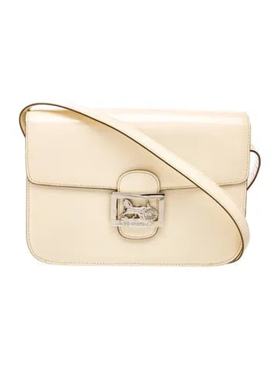 Pre-owned Celine Leather Horse Carriage Flap Bag In Neutral