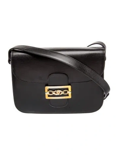 Pre-owned Celine Leather Horse Carriage Flap Bag Vintage In Black