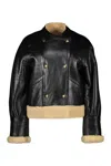 Celine Double-breasted Shearling Bomber Jacket In Black