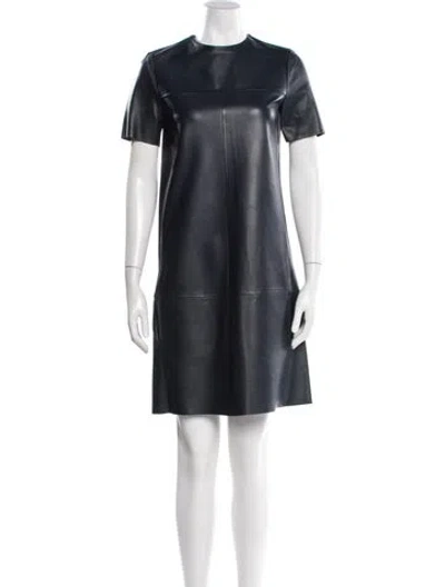 Pre-owned Celine Leather Knee-length Dress In Blue