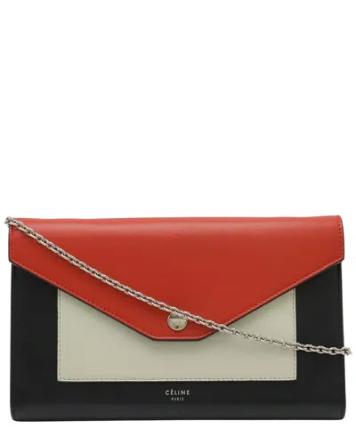 Celine Leather Large Flap Chain Wallet Shoulder Bag (authentic Pre-loved) In Black