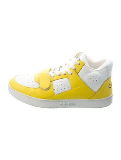 Pre-owned Celine Leather Lasercut Accents Athletic Sneakers In White
