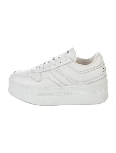 Pre-owned Celine Leather Lasercut Accents Chunky Sneakers In White