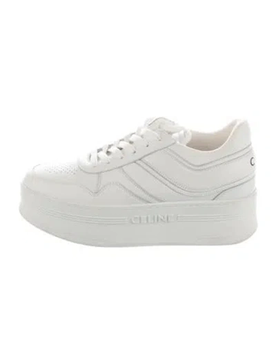 Pre-owned Celine Leather Lasercut Accents Chunky Sneakers In White