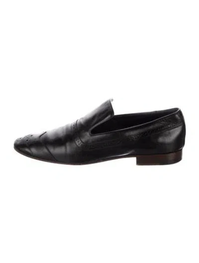 Pre-owned Celine Leather Lasercut Accents Loafers In Black