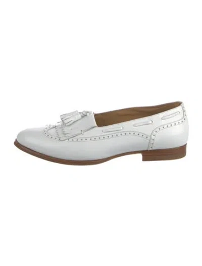 Pre-owned Celine Leather Lasercut Accents Loafers In White