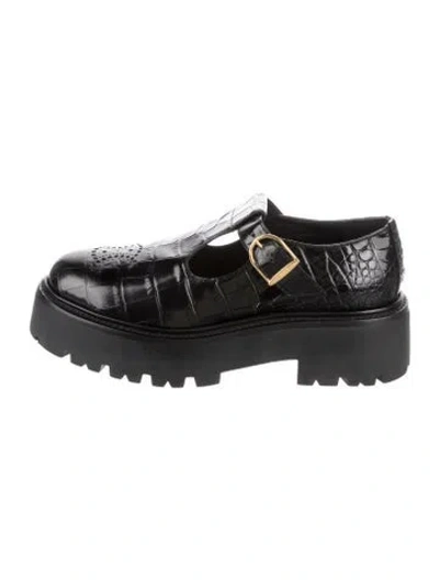 Pre-owned Celine Leather Lasercut Accents Mary Jane Flats In Black