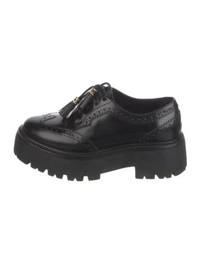 Pre-owned Celine Leather Lasercut Accents Oxfords In Black