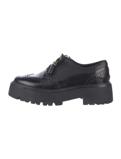 Pre-owned Celine Leather Lasercut Accents Oxfords In Black