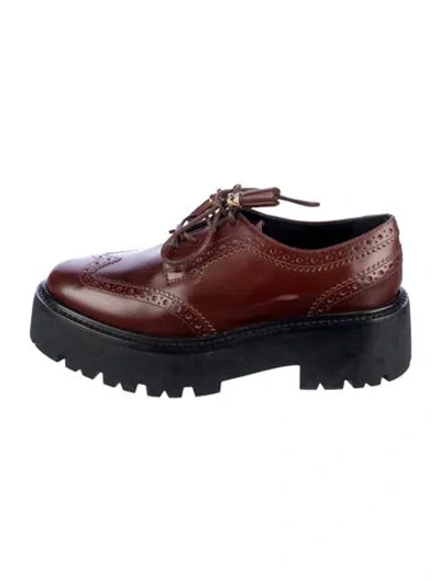 Pre-owned Celine Leather Lasercut Accents Oxfords In Brown