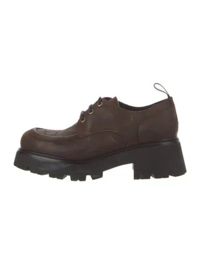 Pre-owned Celine Leather Lasercut Accents Oxfords In Brown