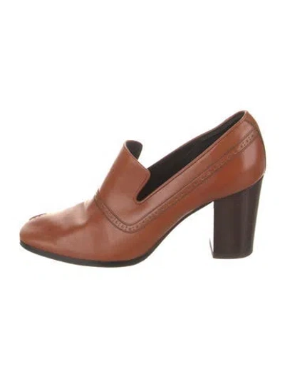 Pre-owned Celine Leather Lasercut Accents Pumps In Brown