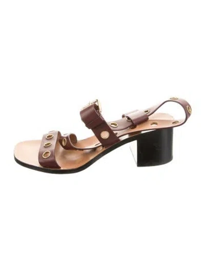 Pre-owned Celine Leather Lasercut Accents Slingback Sandals In Burgundy