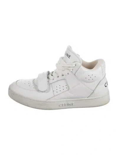 Pre-owned Celine Leather Lasercut Accents Sneakers In White