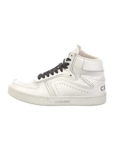 Pre-owned Celine Leather Lasercut Accents Sneakers In White