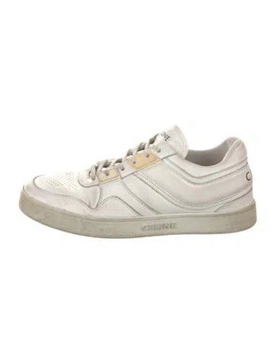 Pre-owned Celine Leather Lasercut Accents Sneakers In White