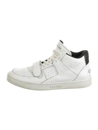 Pre-owned Celine Leather Lasercut Accents Sneakers In White