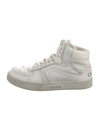 Pre-owned Celine Leather Lasercut Accents Sneakers In White